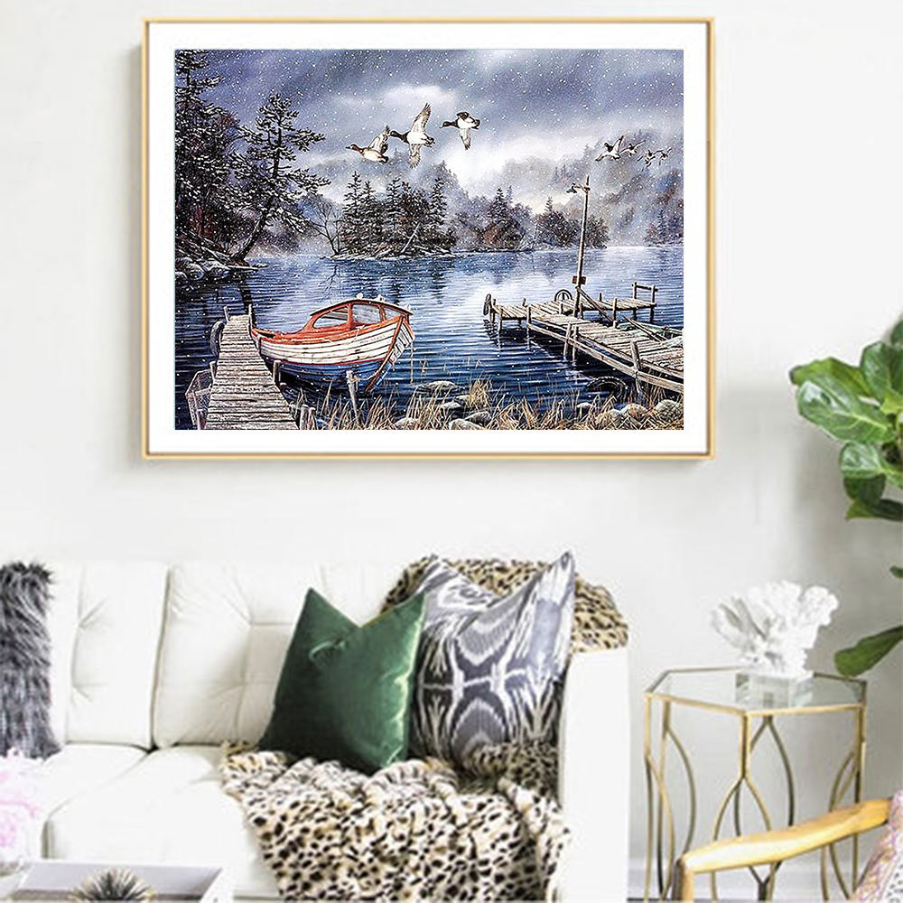 Wintersee Landschaft Diamond Painting