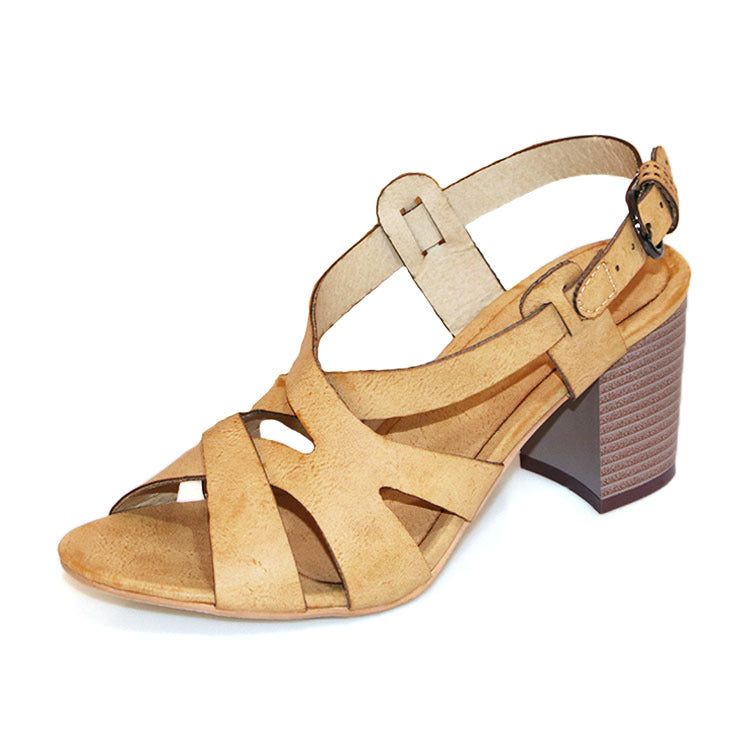 Sandalen mit Schnalle und mittelhohem Absatz