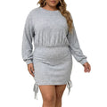 Damen Strickkleid mit Kordelzug, Grau
