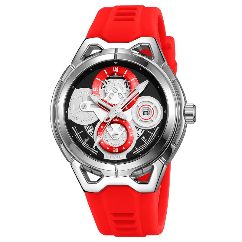 Silber-Case Uhr mit orangefarbenem Armband – Bild 4 | LuxeStyle