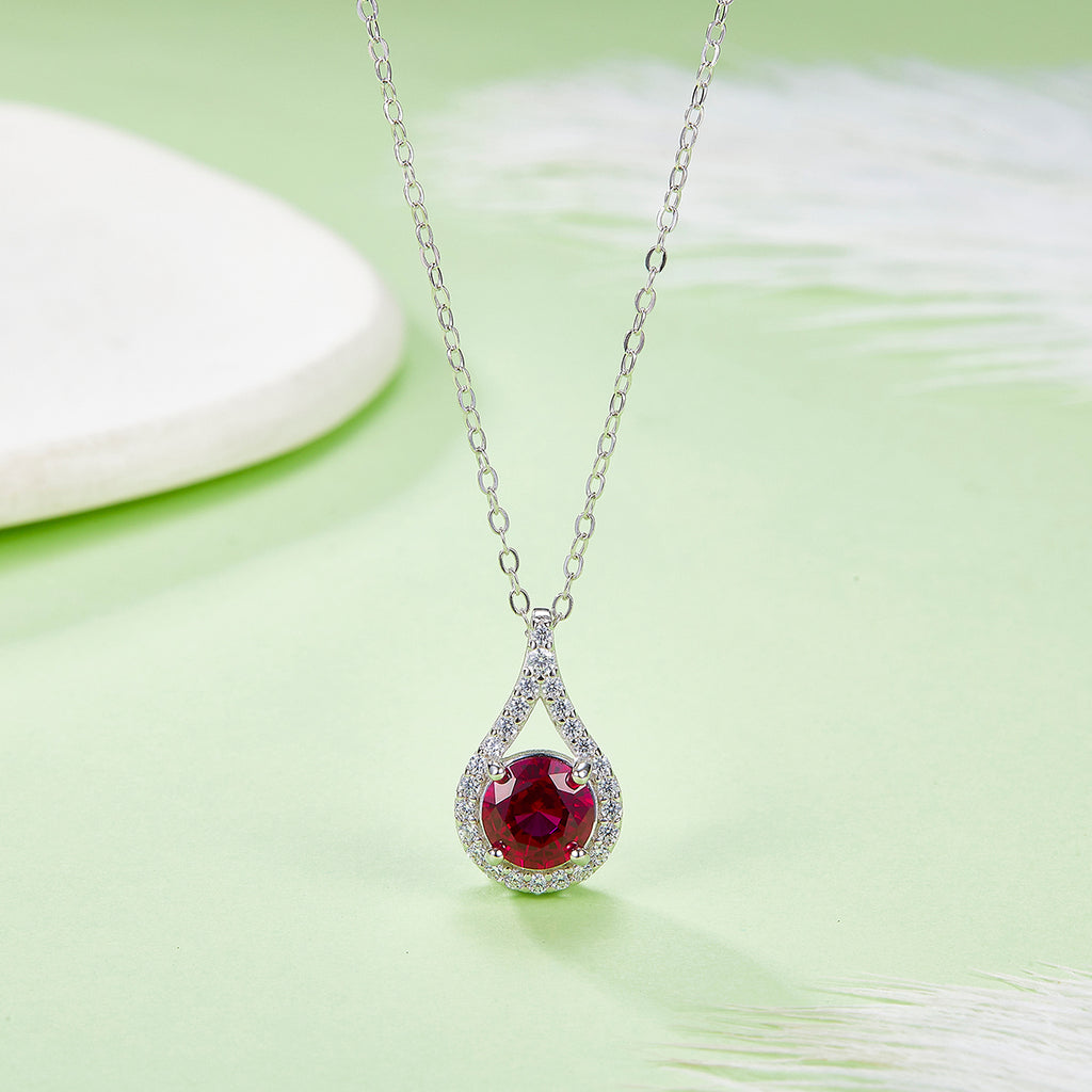 Moissanit-Halskette «Aurora» 1 ct · 925 Silber Tropfen-Halo