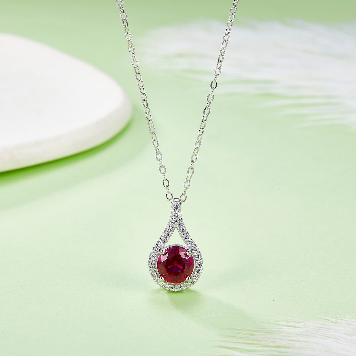 Moissanit-Halskette «Aurora» 1 ct · 925 Silber Tropfen-Halo