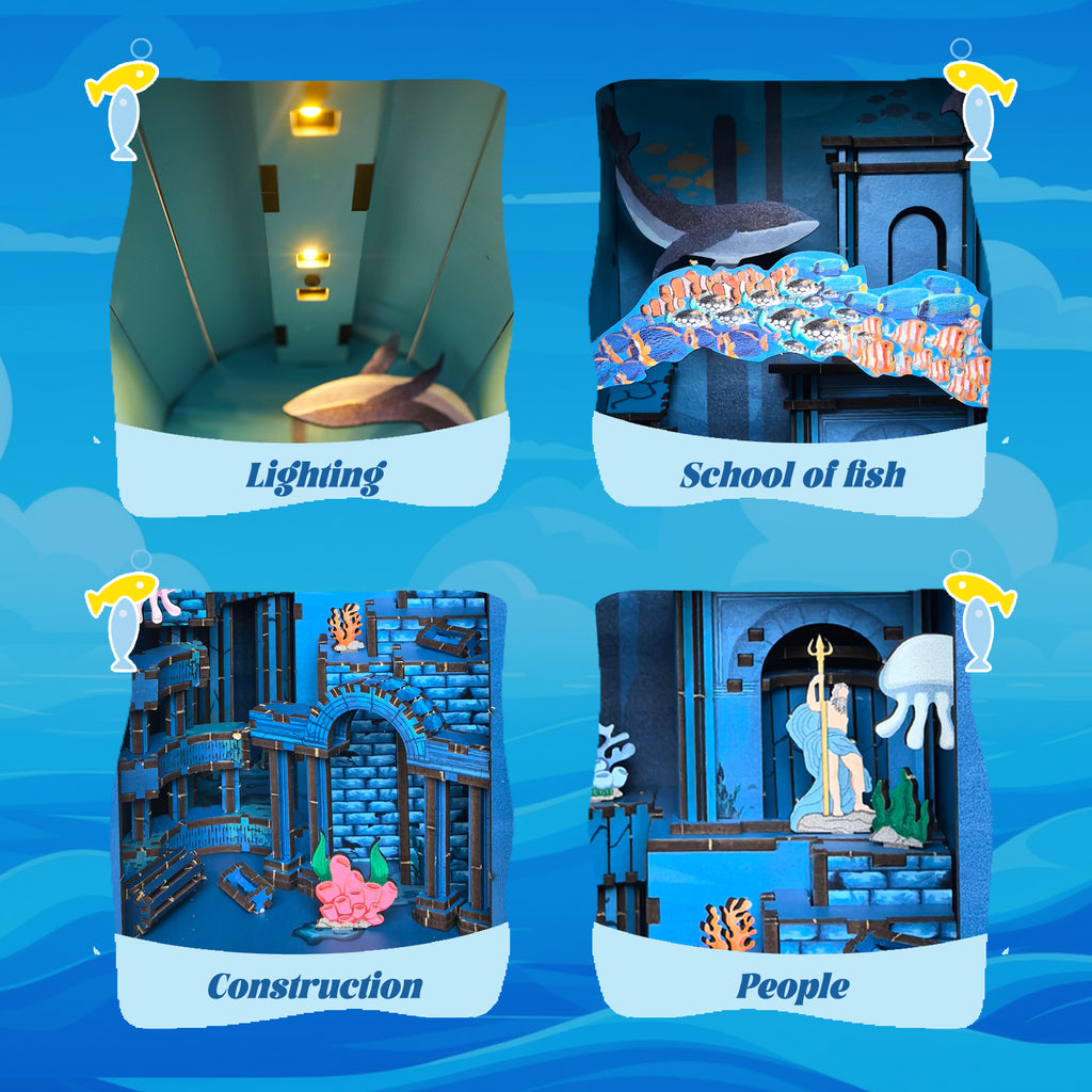 3D Holzpuzzle Atlantis Bücherregal mit Beleuchtung
