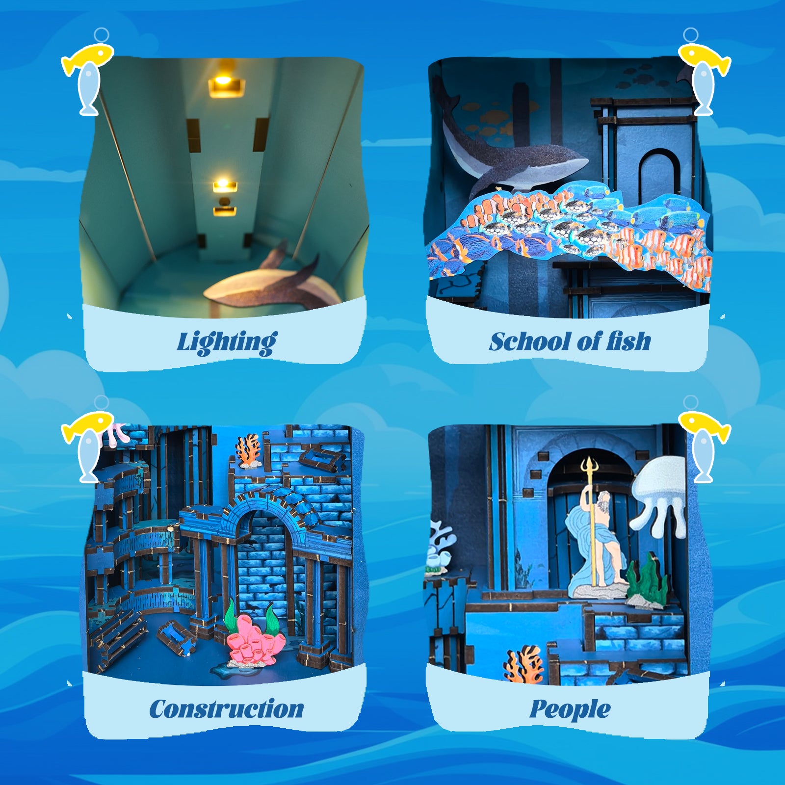 3D Holzpuzzle Atlantis Bücherregal mit Beleuchtung