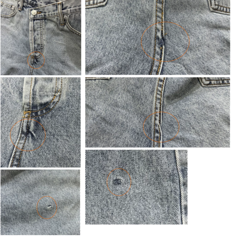 High-quality Slanted-button Placket Design Straight-leg No-stretch Sho