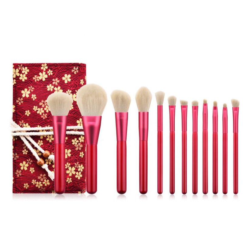 12-teiliges Make-up Pinselset Rot