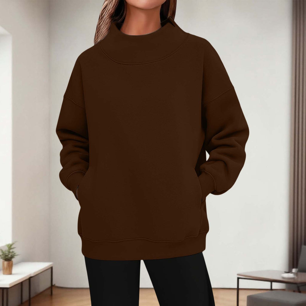Damen Rollkragen Hoodie mit 3D-Effekt