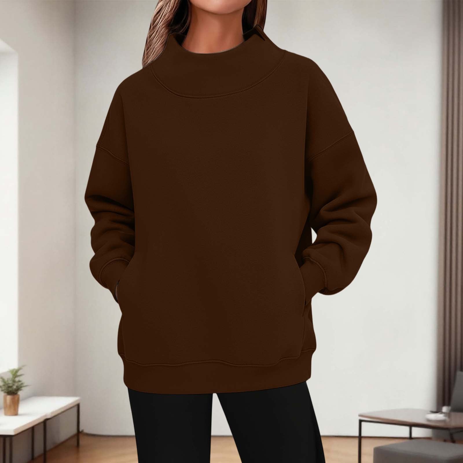 Damen Rollkragen Hoodie mit 3D-Effekt