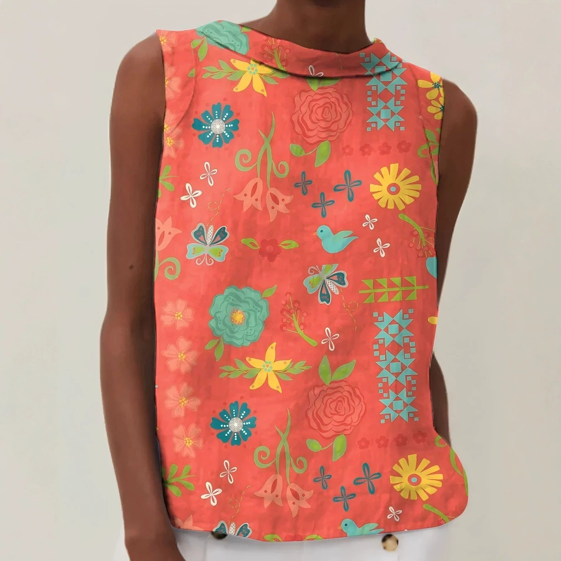 3D Blumenprint Kurzarm-Shirt