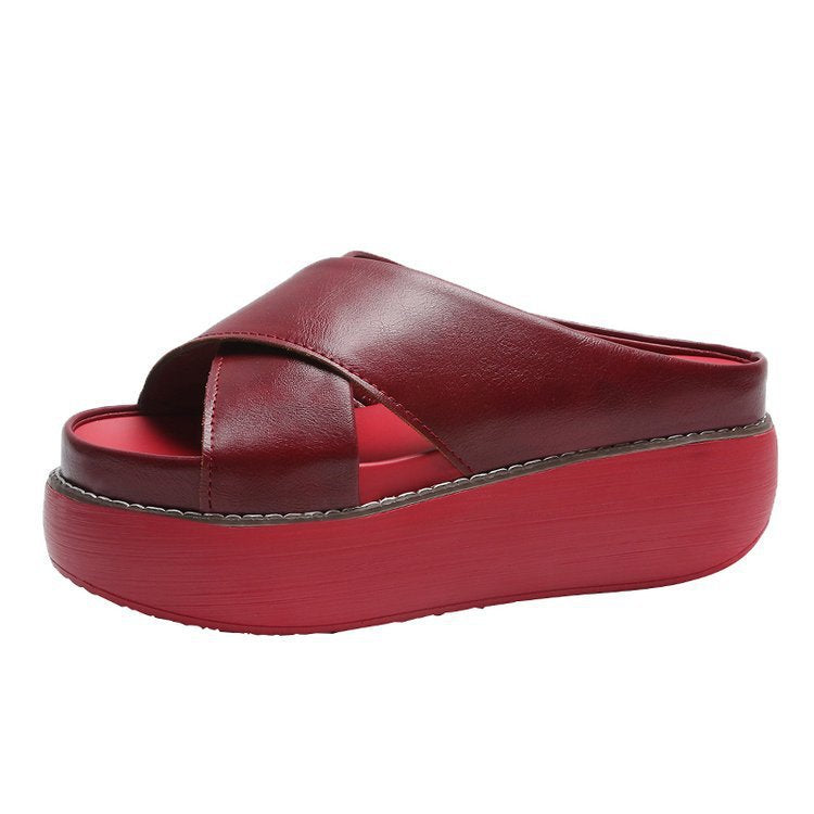 Retro Plateau-Sandalen mit Überkreuzriemen