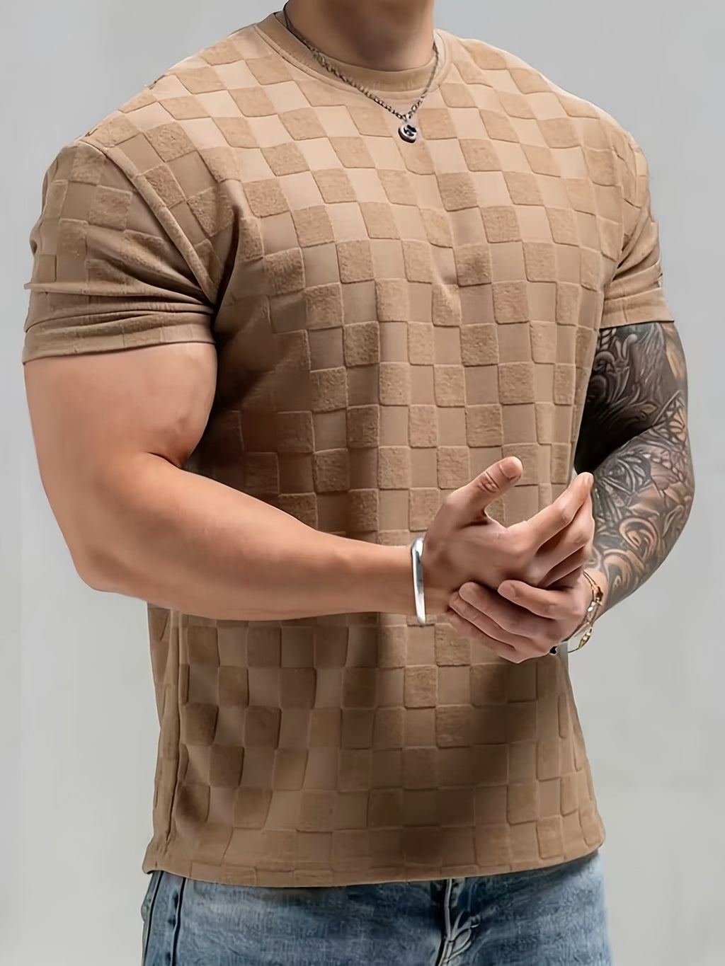 Herren Sommer Jacquard Hemd Kurzarm
