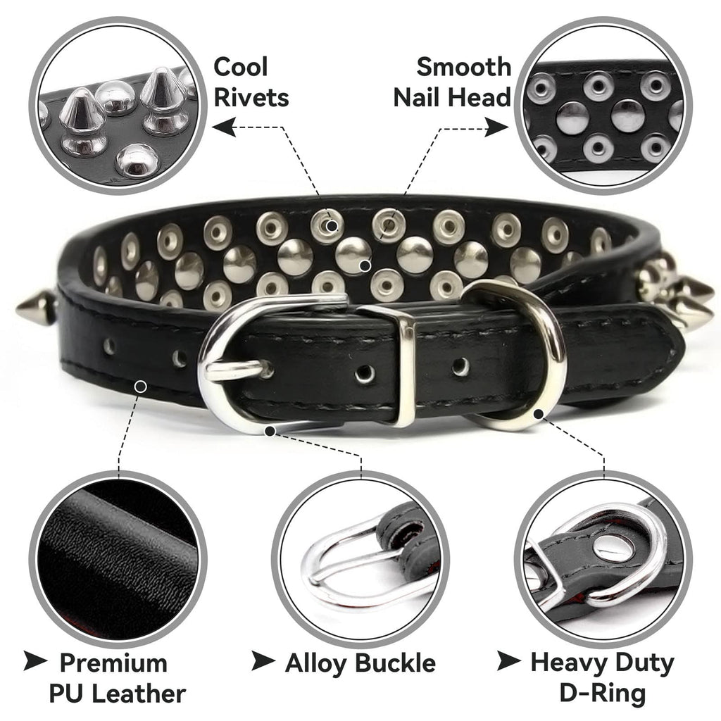 Halsband Schwarz mit Nieten für kleine Hunde