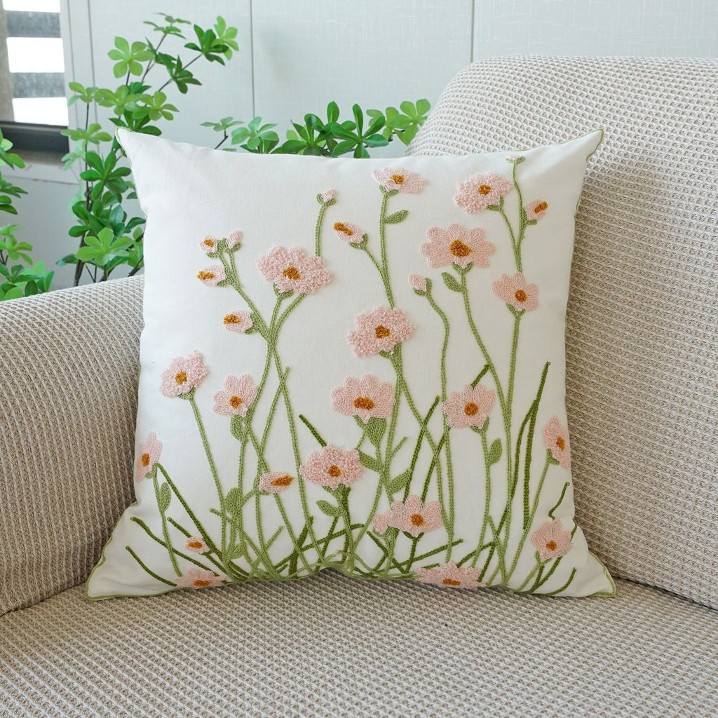Blumenkissenhülle mit Stickerei