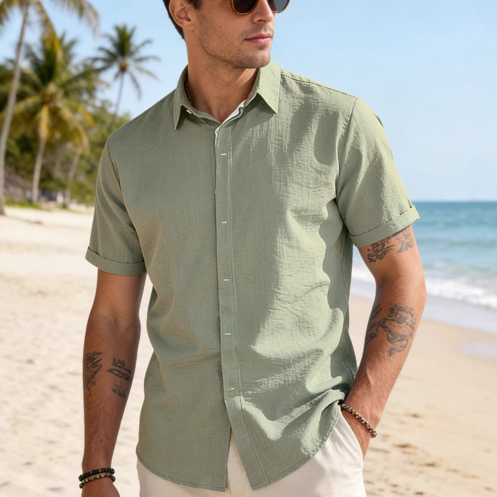 Herren Kurzarm-Hemd aus Bambus-Leinen – Bild 3 | LuxeStyle