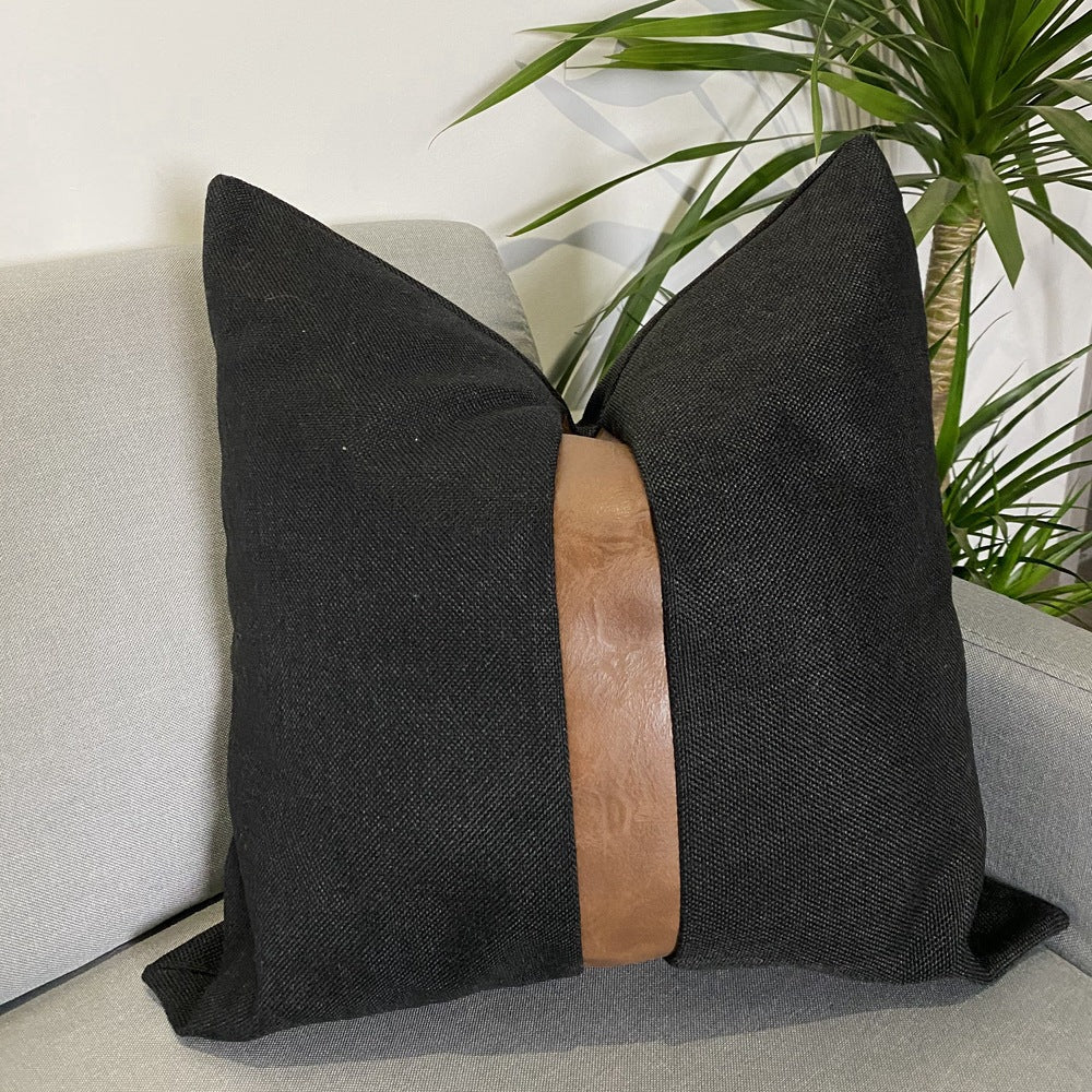 Nordisches Leinen-Leder Kissen (45x45cm) – Bild 3 | LuxeStyle