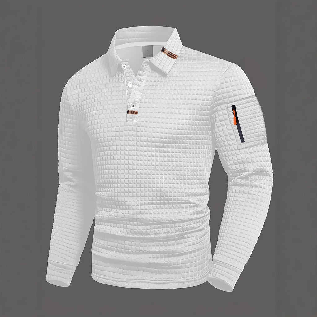 Patchwork Checkerboard Langarm Polo-Shirt Herren – Bild 10 | LuxeStyle