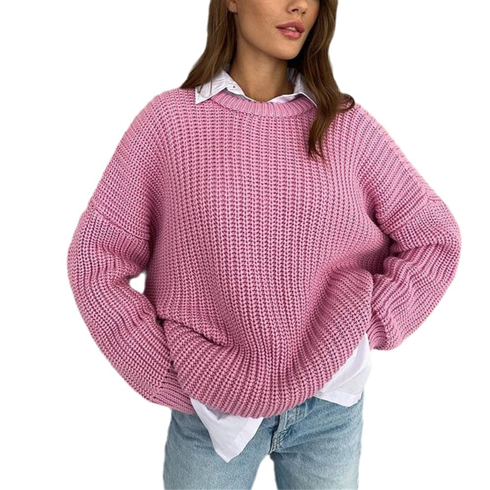 Locker sitzender Strick-Cardigan mit Rundhals