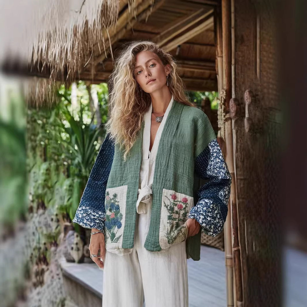 Ärmellose Bluse mit Schal-Design und 3D-Muster – Bild 7 | LuxeStyle