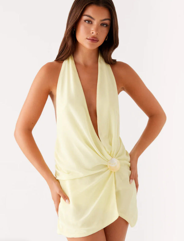 Neckholder Minikleid im europäischen Stil