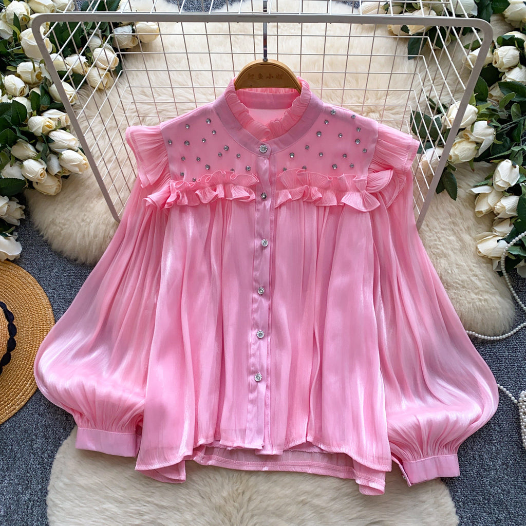 Gelbe Bluse mit Ruffles