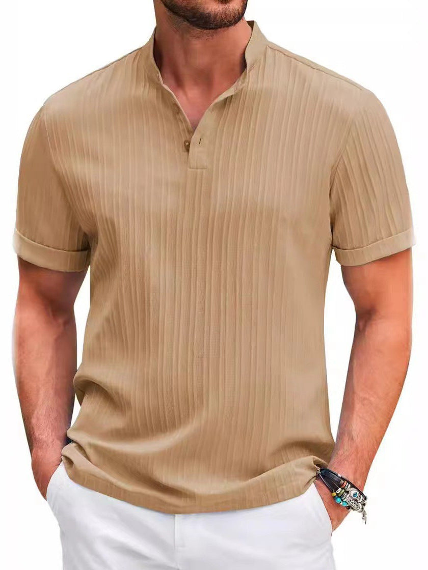 Herren-Jacquard-Hemd Leinen-Cotton
