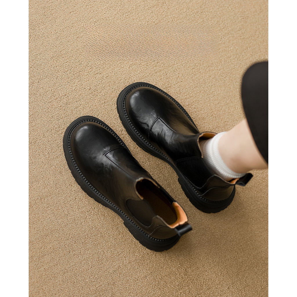 Retro Ankle Boots mit dicker Sohle