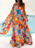 Gemustertes Maxi-Trägerkleid mit Bindegürtel – Bild 7 | LuxeStyle