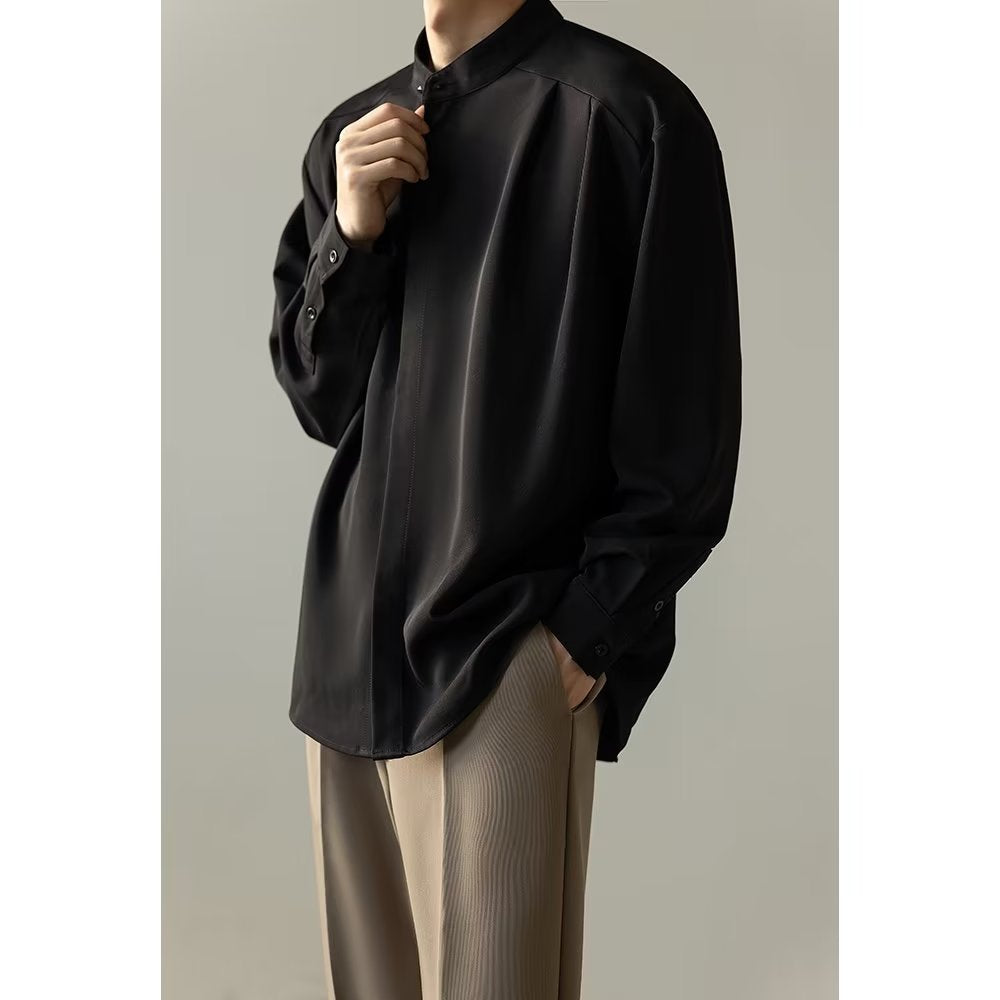 Herren Langarmshirt mit Stehkragen – Bild 7 | LuxeStyle