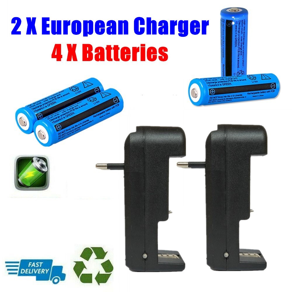 Akku-Ladegerät mit 2 Li-Ion Akkus 3.7V 3000mAh