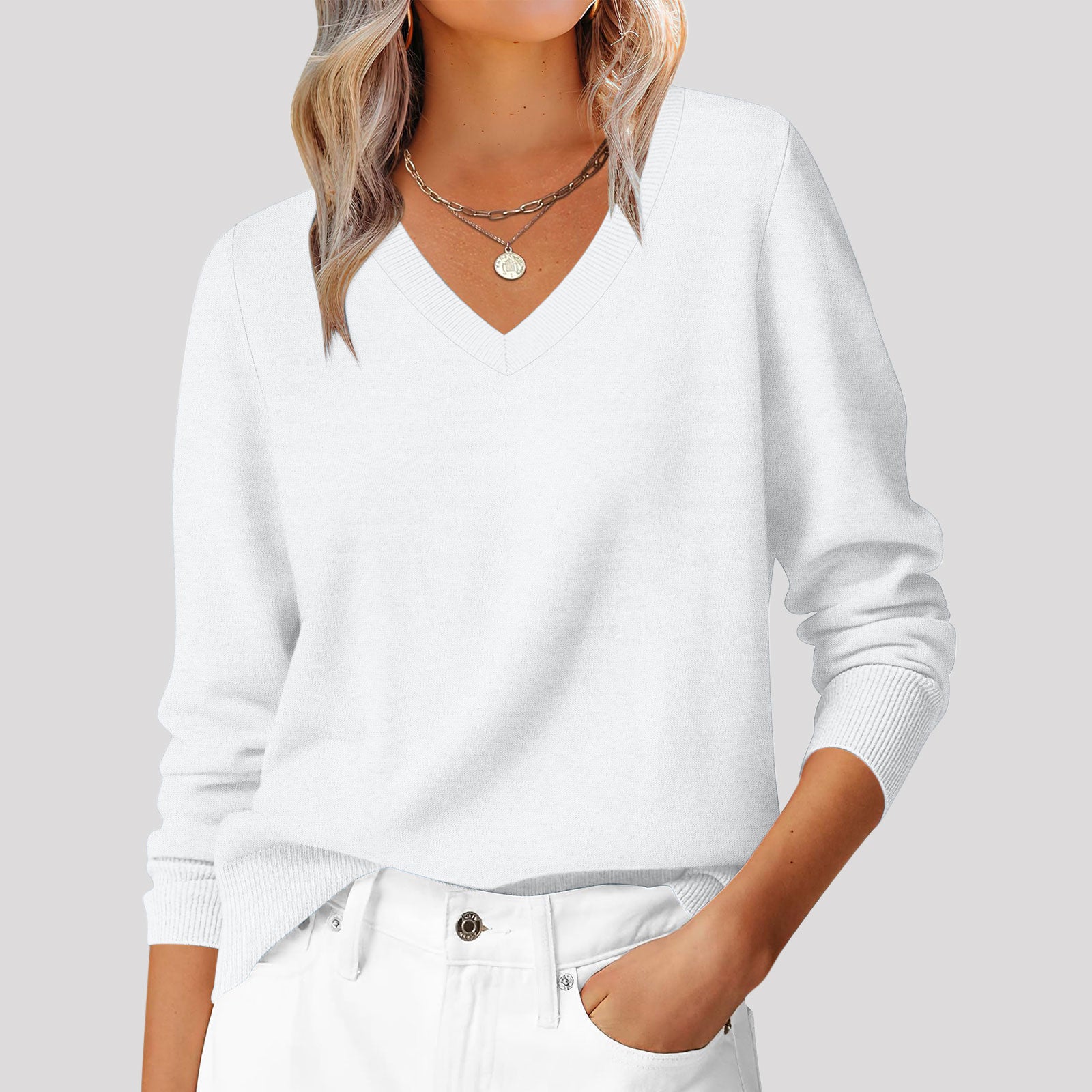 Vielseitiger V-Pullover für Herbst & Winter