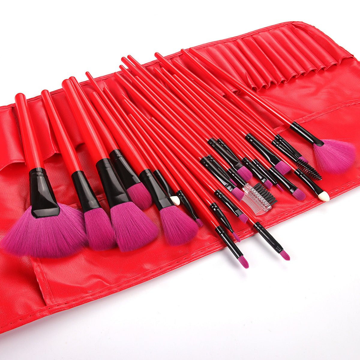 24er Make-up Pinselset mit PU-Aufbewahrungstasche – Bild 5 | LuxeStyle