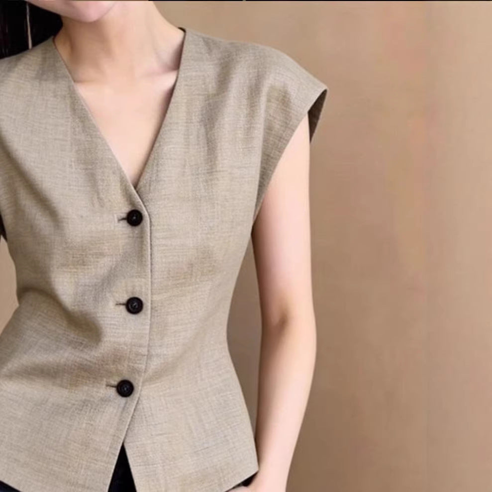 Ärmelloses Top für Pendler – Khaki