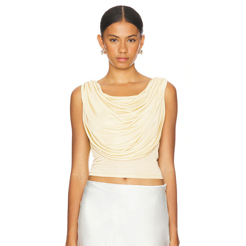 Ärmelloses Off-Shoulder Top mit U-Boot-Ausschnitt