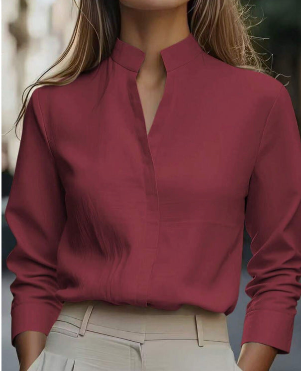 Damen V-Ausschnitt Langarmshirt