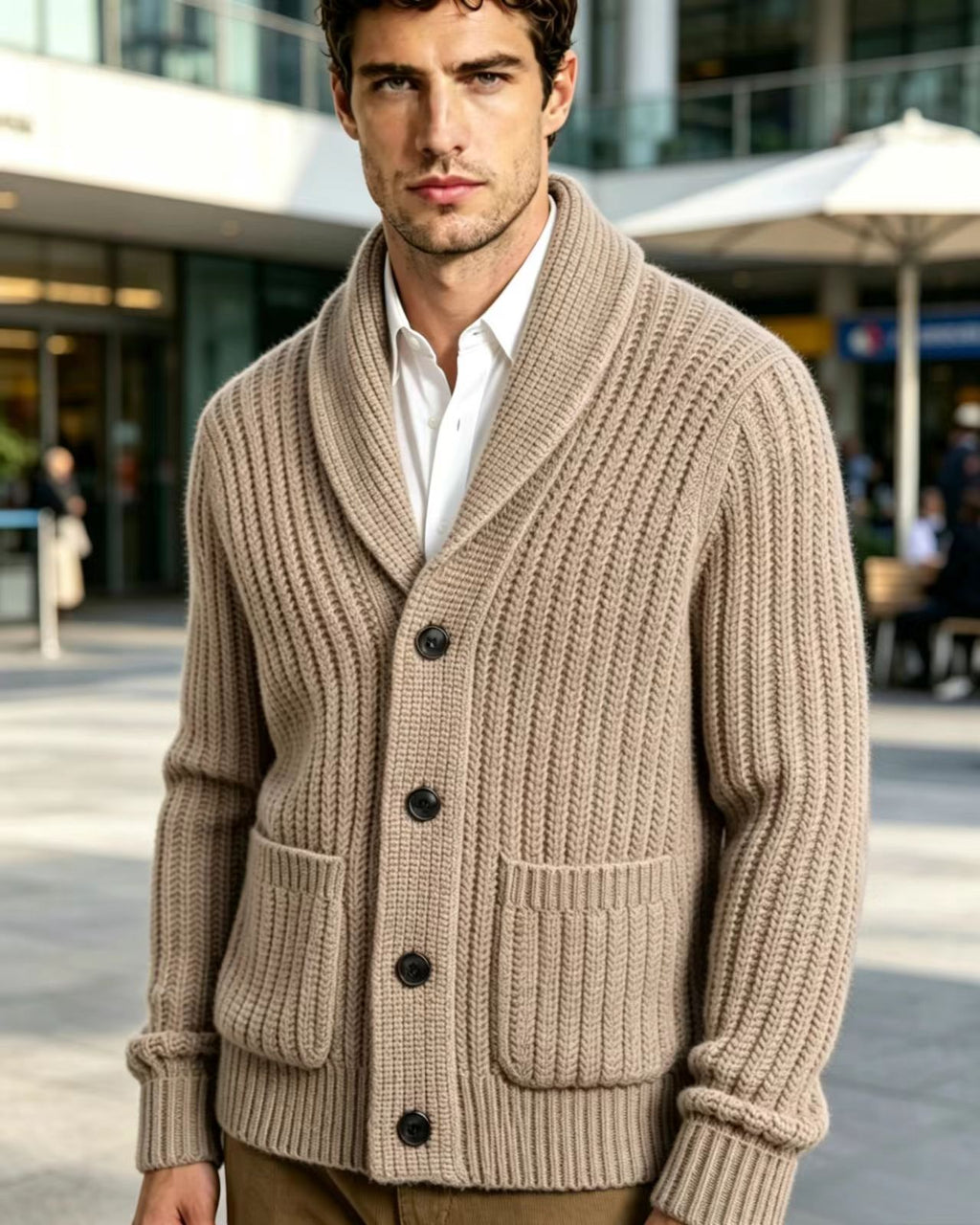 Herren Strick-Cardigan mit Streifen