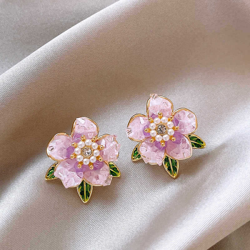 Koreanische Luxus Ohrstecker mit Kristallblumen