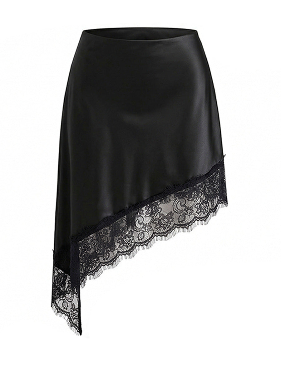 Asymmetrischer Minirock mit Spitze – Bild 2 | LuxeStyle