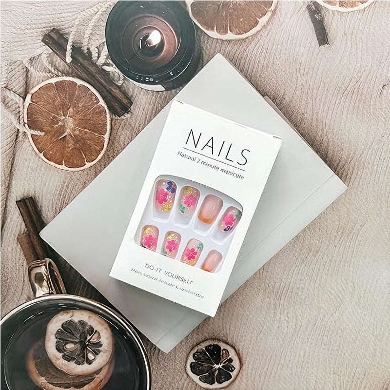 24 Stk. Press-On Nägel mit französischem Blumendesign – Ansicht 3