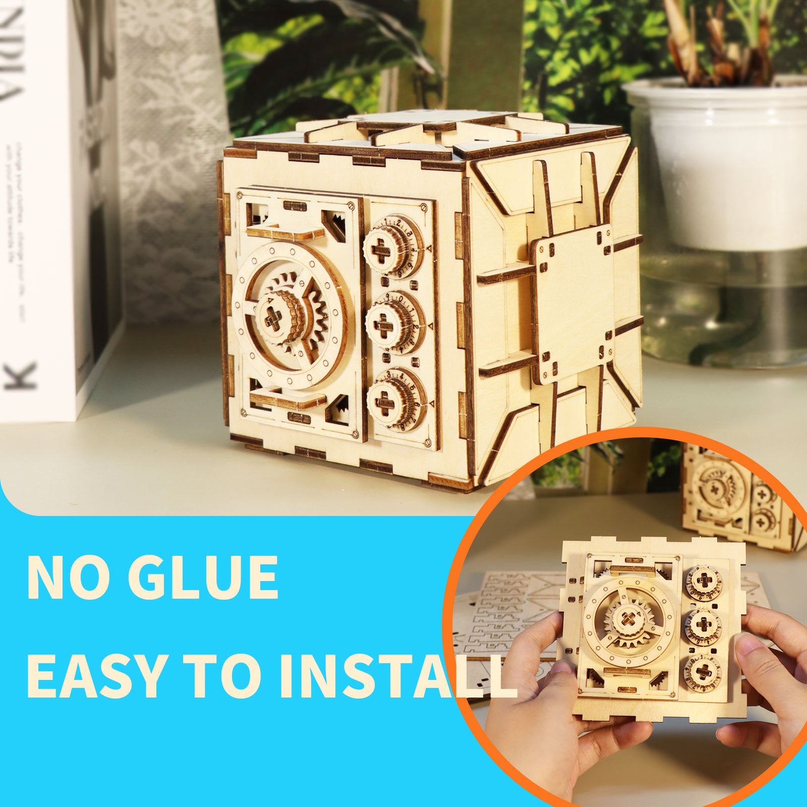 3D Holzpuzzle "Geheimfach" mit Zahlenschloss