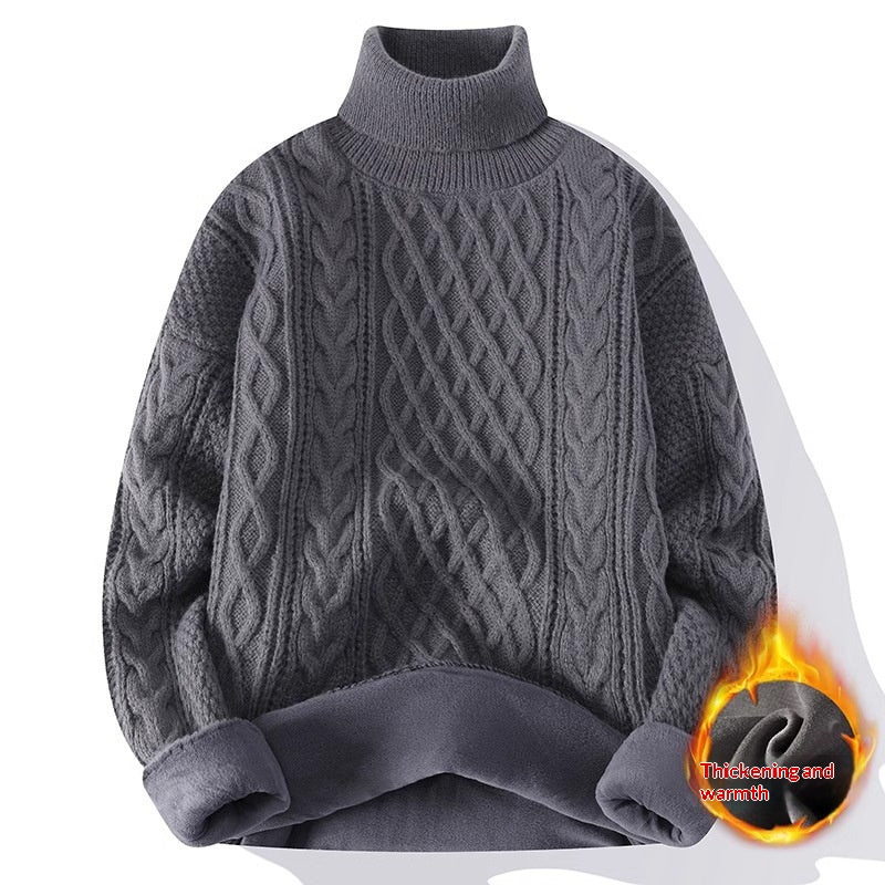 Fleecegefütterter Rundhals-High-Neck Pullover