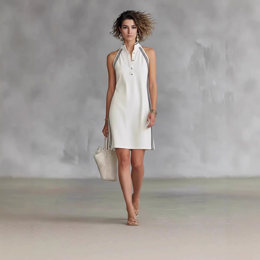 Gestreiftes Mini-Kleid mit hohem Taillenschnitt – Bild 10 | LuxeStyle