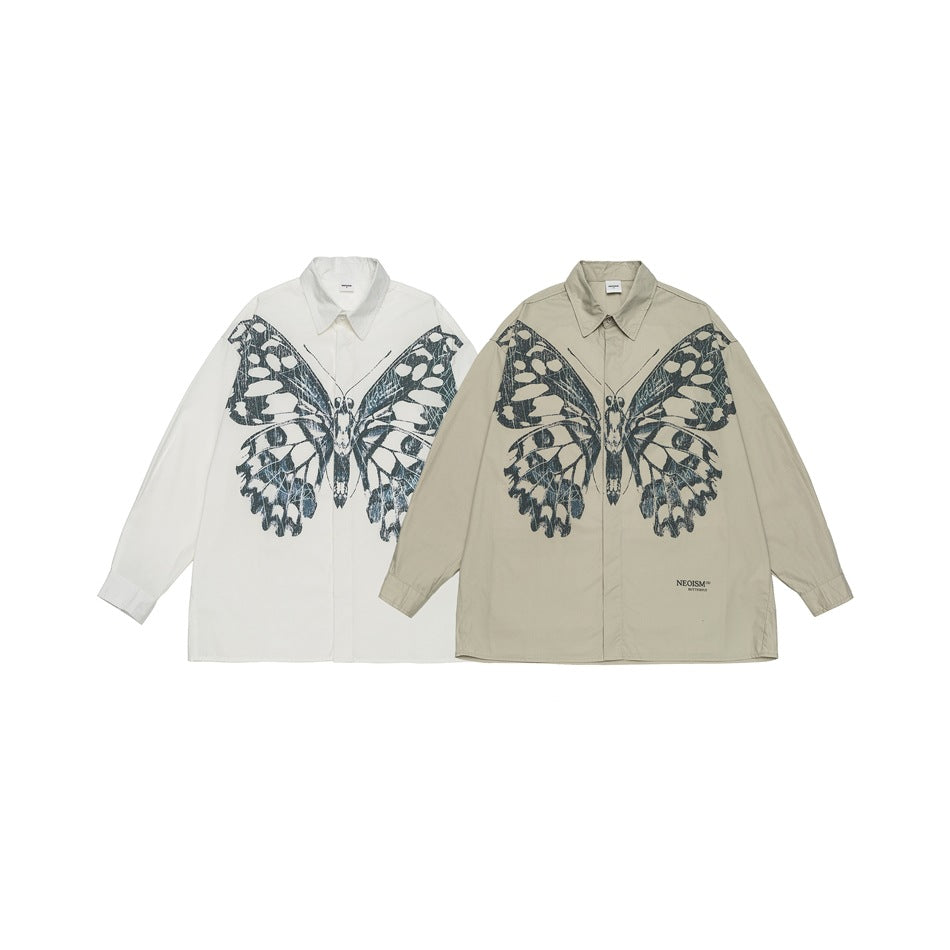 Blaue Arbeitsshirt mit Schmetterlingsmuster – Bild 2 | LuxeStyle