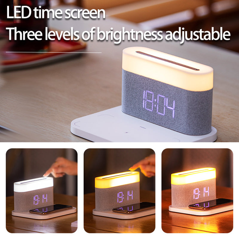 Kabelloses Ladegerät mit Uhr, Nacht- und Tischlampe
