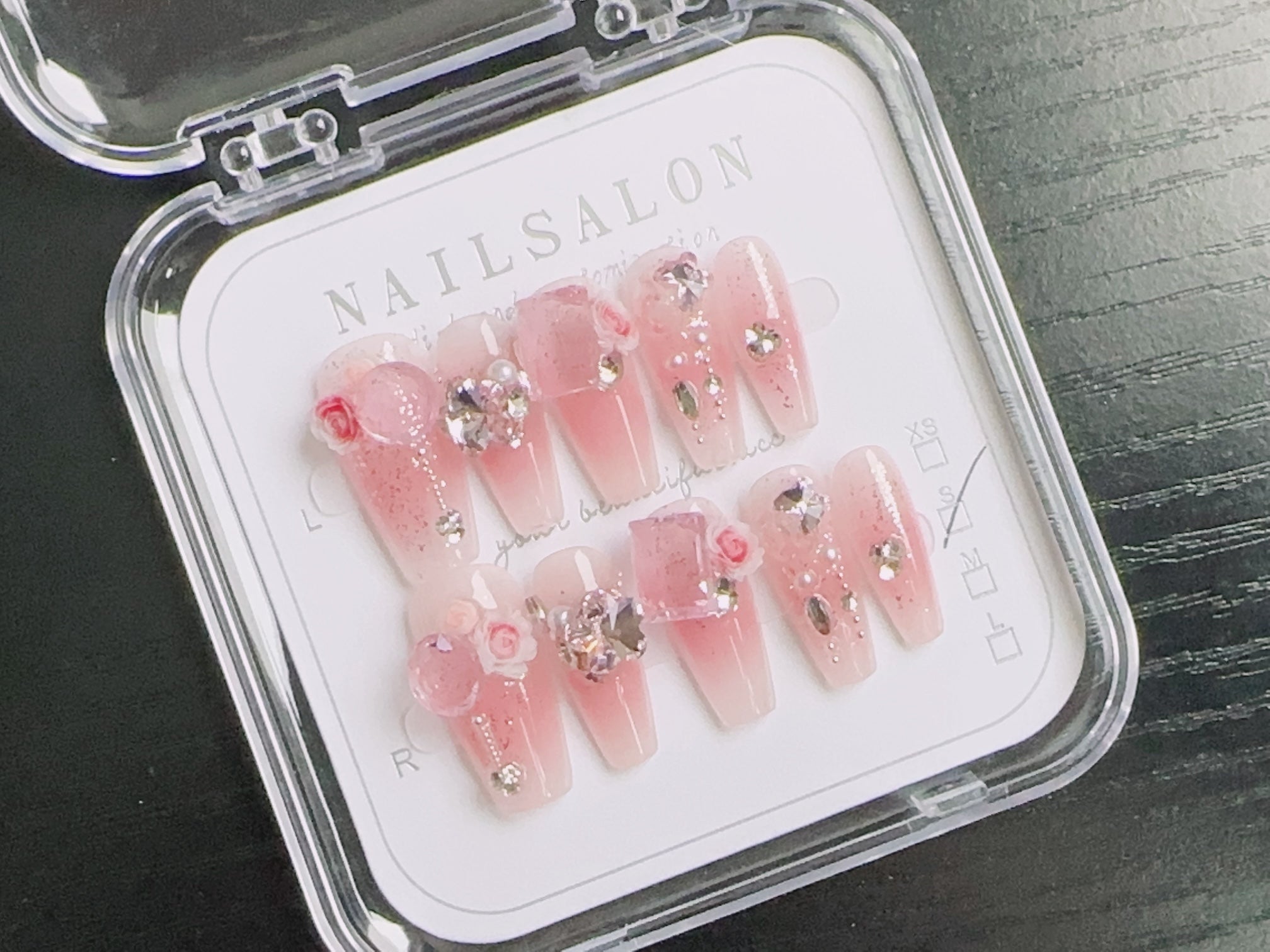Press On Nails T037 – Pink Gem-Embedded – Ansicht 5
