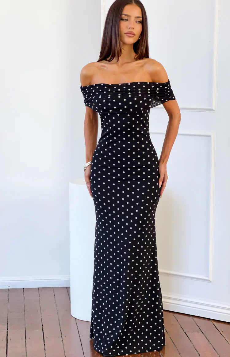 Polkadot-Mesh-Oberteil-Ohne-Ärmel-Kleid