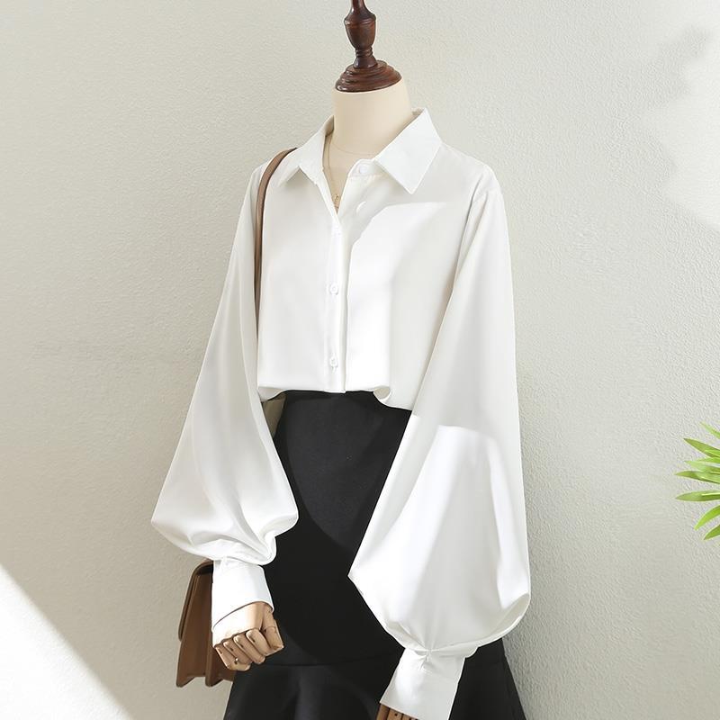 Damen Bluse mit Laternenärmeln & Revers