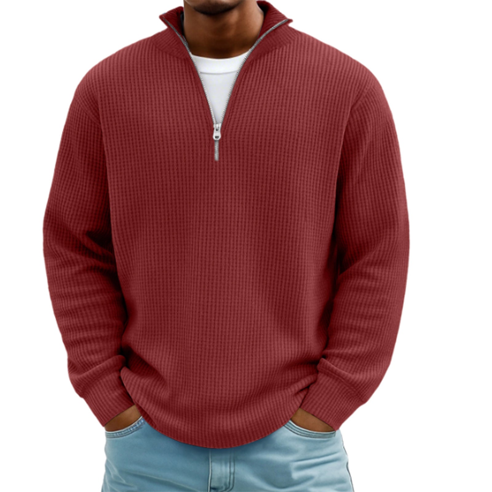 Herren Hoodie Waffle Knit Pullover