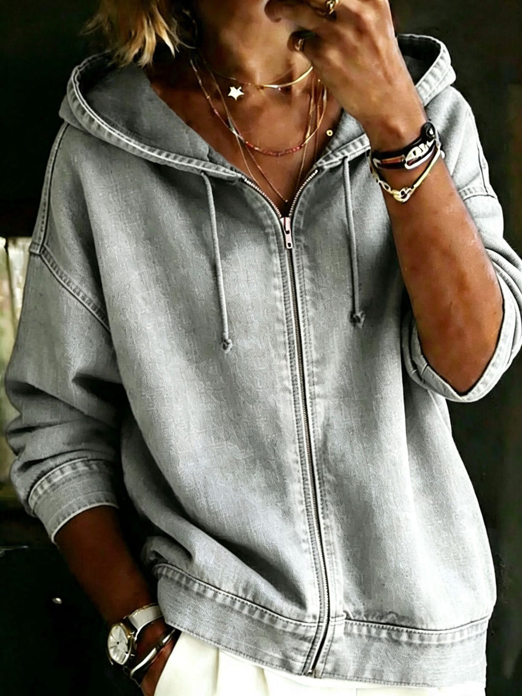 Lässiger Hoodie mit Reissverschluss