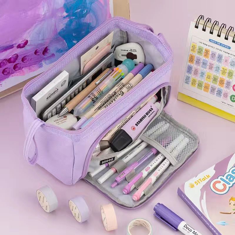 Doppelfach-Stoff-Taschenset für Stifte – Bild 6 | LuxeStyle