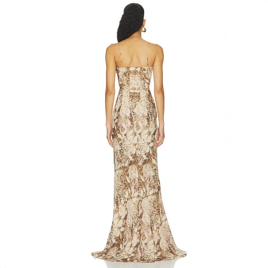 Leoparden-Blumen-Patchwork-Abendkleid – Bild 2 | LuxeStyle